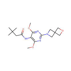 COc1nc(N2CC3(COC3)C2)nc(OC)c1NC(=O)CC(C)(C)C ZINC000473115266