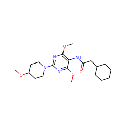 COc1nc(N2CCC(OC)CC2)nc(OC)c1NC(=O)CC1CCCCC1 ZINC000473118800