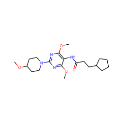 COc1nc(N2CCC(OC)CC2)nc(OC)c1NC(=O)CCC1CCCC1 ZINC000473113357