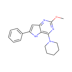 COc1nc(N2CCCCC2)c2[nH]c(-c3ccccc3)cc2n1 ZINC000013834948