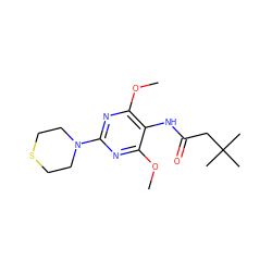 COc1nc(N2CCSCC2)nc(OC)c1NC(=O)CC(C)(C)C ZINC000473115518