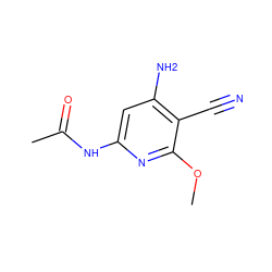 COc1nc(NC(C)=O)cc(N)c1C#N ZINC000014960165