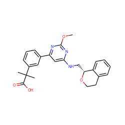 COc1nc(NC[C@H]2OCCc3ccccc32)cc(-c2cccc(C(C)(C)C(=O)O)c2)n1 ZINC000066103088