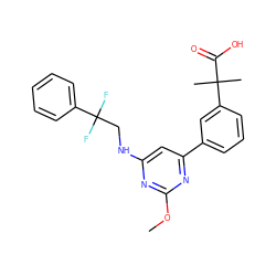 COc1nc(NCC(F)(F)c2ccccc2)cc(-c2cccc(C(C)(C)C(=O)O)c2)n1 ZINC000066252205