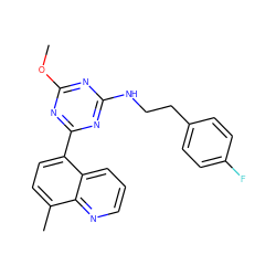 COc1nc(NCCc2ccc(F)cc2)nc(-c2ccc(C)c3ncccc23)n1 ZINC000473179341