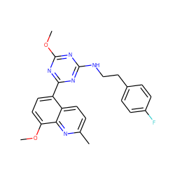 COc1nc(NCCc2ccc(F)cc2)nc(-c2ccc(OC)c3nc(C)ccc23)n1 ZINC000473179225