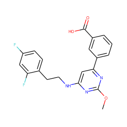 COc1nc(NCCc2ccc(F)cc2F)cc(-c2cccc(C(=O)O)c2)n1 ZINC000034641451