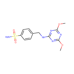 COc1nc(NCc2ccc(S(N)(=O)=O)cc2)nc(OC)n1 ZINC000028374929