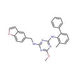 COc1nc(NCc2ccc3occc3c2)nc(Nc2c(C)cccc2-c2ccccc2)n1 ZINC000064528445