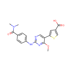 COc1nc(Nc2ccc(C(=O)N(C)C)cc2)ncc1-c1cc(C(=O)O)cs1 ZINC000098207889