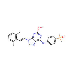 COc1nc(Nc2ccc(P(C)(C)=O)cc2)c2ncn(/C=C/c3c(C)cccc3C)c2n1 ZINC000040860002