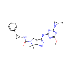 COc1nc(Nc2n[nH]c3c2CN(C(=O)N[C@@H]2C[C@@H]2c2ccccc2)C3(C)C)nc(N2C[C@@H]2C)n1 ZINC000115984073