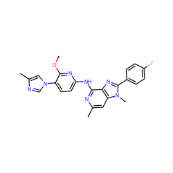 COc1nc(Nc2nc(C)cc3c2nc(-c2ccc(F)cc2)n3C)ccc1-n1cnc(C)c1 ZINC000095575101