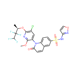 COc1nc(O[C@H](C)C(F)(F)C(F)F)c(Cl)cc1-n1c(=O)ccc2cc(S(=O)(=O)Nc3ccon3)ccc21 ZINC001772593116