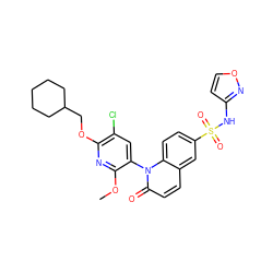 COc1nc(OCC2CCCCC2)c(Cl)cc1-n1c(=O)ccc2cc(S(=O)(=O)Nc3ccon3)ccc21 ZINC001772654515