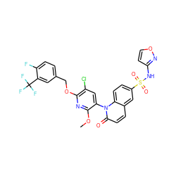 COc1nc(OCc2ccc(F)c(C(F)(F)F)c2)c(Cl)cc1-n1c(=O)ccc2cc(S(=O)(=O)Nc3ccon3)ccc21 ZINC001772584872