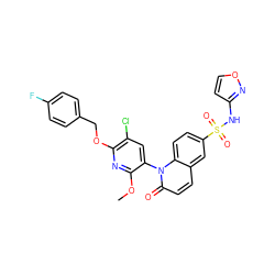 COc1nc(OCc2ccc(F)cc2)c(Cl)cc1-n1c(=O)ccc2cc(S(=O)(=O)Nc3ccon3)ccc21 ZINC001772637655