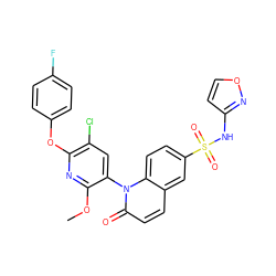 COc1nc(Oc2ccc(F)cc2)c(Cl)cc1-n1c(=O)ccc2cc(S(=O)(=O)Nc3ccon3)ccc21 ZINC001772624792
