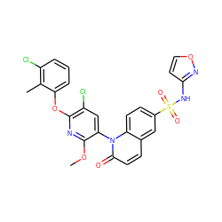 COc1nc(Oc2cccc(Cl)c2C)c(Cl)cc1-n1c(=O)ccc2cc(S(=O)(=O)Nc3ccon3)ccc21 ZINC001772618262