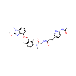 COc1nc2c(OCc3c(C)ccc(N(C)C(=O)CNC(=O)/C=C/c4ccc(NC(C)=O)nc4)c3C)cccc2n1C ZINC000003966366