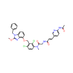 COc1nc2c(OCc3c(Cl)ccc(N(C)C(=O)CNC(=O)/C=C/c4ccc(NC(C)=O)nc4)c3Cl)cccc2n1Cc1ccccc1 ZINC000026717493