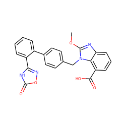 COc1nc2cccc(C(=O)O)c2n1Cc1ccc(-c2ccccc2-c2noc(=O)[nH]2)cc1 ZINC000029559926