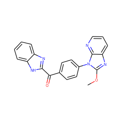 COc1nc2cccnc2n1-c1ccc(C(=O)c2nc3ccccc3[nH]2)cc1 ZINC000169351374