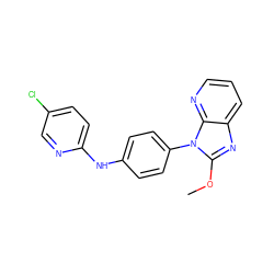 COc1nc2cccnc2n1-c1ccc(Nc2ccc(Cl)cn2)cc1 ZINC000169351379
