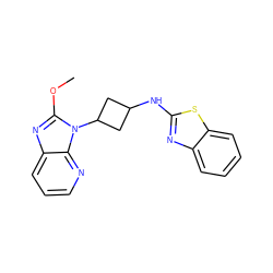 COc1nc2cccnc2n1C1CC(Nc2nc3ccccc3s2)C1 ZINC000169352733