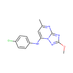 COc1nc2nc(C)cc(Nc3ccc(Cl)cc3)n2n1 ZINC000073295540