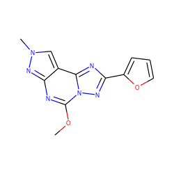 COc1nc2nn(C)cc2c2nc(-c3ccco3)nn12 ZINC000095574547