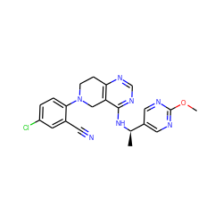 COc1ncc([C@@H](C)Nc2ncnc3c2CN(c2ccc(Cl)cc2C#N)CC3)cn1 ZINC000203061866