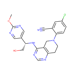 COc1ncc([C@@H](CO)Nc2ncnc3c2CN(c2ccc(Cl)cc2C#N)CC3)cn1 ZINC000148440025