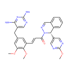 COc1ncc([C@H]2c3ccccc3C=NN2C(=O)/C=C/c2cc(Cc3cnc(N)nc3N)cc(OC)c2OC)cn1 ZINC000043170802