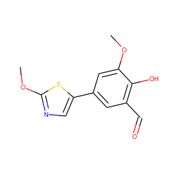 COc1ncc(-c2cc(C=O)c(O)c(OC)c2)s1 ZINC000169699755