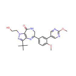 COc1ncc(-c2cc(C3=Nc4c(C(C)(C)C)nn(CCO)c4C(=O)NC3)ccc2OC)cn1 ZINC000096922849