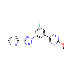 COc1ncc(-c2cc(F)cc(-n3nnc(-c4ccccn4)n3)c2)cn1 ZINC000028385419