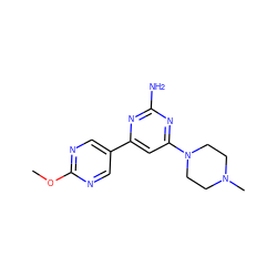 COc1ncc(-c2cc(N3CCN(C)CC3)nc(N)n2)cn1 ZINC000040423279