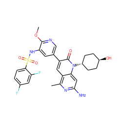 COc1ncc(-c2cc3c(C)nc(N)cc3n([C@H]3CC[C@H](O)CC3)c2=O)cc1NS(=O)(=O)c1ccc(F)cc1F ZINC000261129171