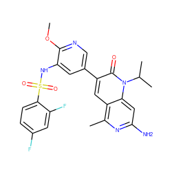 COc1ncc(-c2cc3c(C)nc(N)cc3n(C(C)C)c2=O)cc1NS(=O)(=O)c1ccc(F)cc1F ZINC000103259793