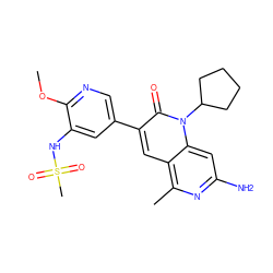 COc1ncc(-c2cc3c(C)nc(N)cc3n(C3CCCC3)c2=O)cc1NS(C)(=O)=O ZINC000103260641