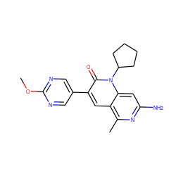 COc1ncc(-c2cc3c(C)nc(N)cc3n(C3CCCC3)c2=O)cn1 ZINC000103260625