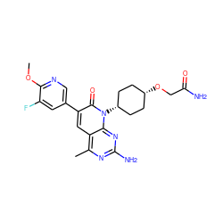 COc1ncc(-c2cc3c(C)nc(N)nc3n([C@H]3CC[C@@H](OCC(N)=O)CC3)c2=O)cc1F ZINC000101675252