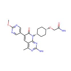 COc1ncc(-c2cc3c(C)nc(N)nc3n([C@H]3CC[C@@H](OCC(N)=O)CC3)c2=O)cn1 ZINC000101675246