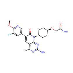 COc1ncc(-c2cc3c(C)nc(N)nc3n([C@H]3CC[C@H](OCC(N)=O)CC3)c2=O)cc1F ZINC000101675227