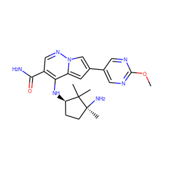 COc1ncc(-c2cc3c(N[C@@H]4CC[C@](C)(N)C4(C)C)c(C(N)=O)cnn3c2)cn1 ZINC000169710836