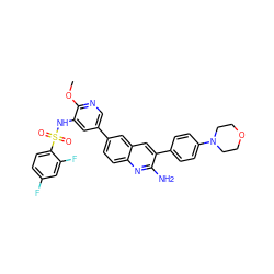 COc1ncc(-c2ccc3nc(N)c(-c4ccc(N5CCOCC5)cc4)cc3c2)cc1NS(=O)(=O)c1ccc(F)cc1F ZINC000103264467