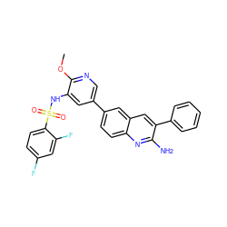 COc1ncc(-c2ccc3nc(N)c(-c4ccccc4)cc3c2)cc1NS(=O)(=O)c1ccc(F)cc1F ZINC000103264470