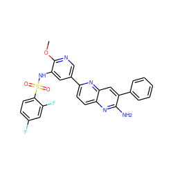 COc1ncc(-c2ccc3nc(N)c(-c4ccccc4)cc3n2)cc1NS(=O)(=O)c1ccc(F)cc1F ZINC000103264477