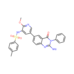 COc1ncc(-c2ccc3nc(N)n(-c4ccccc4)c(=O)c3c2)cc1NS(=O)(=O)c1ccc(C)cc1 ZINC000103264446